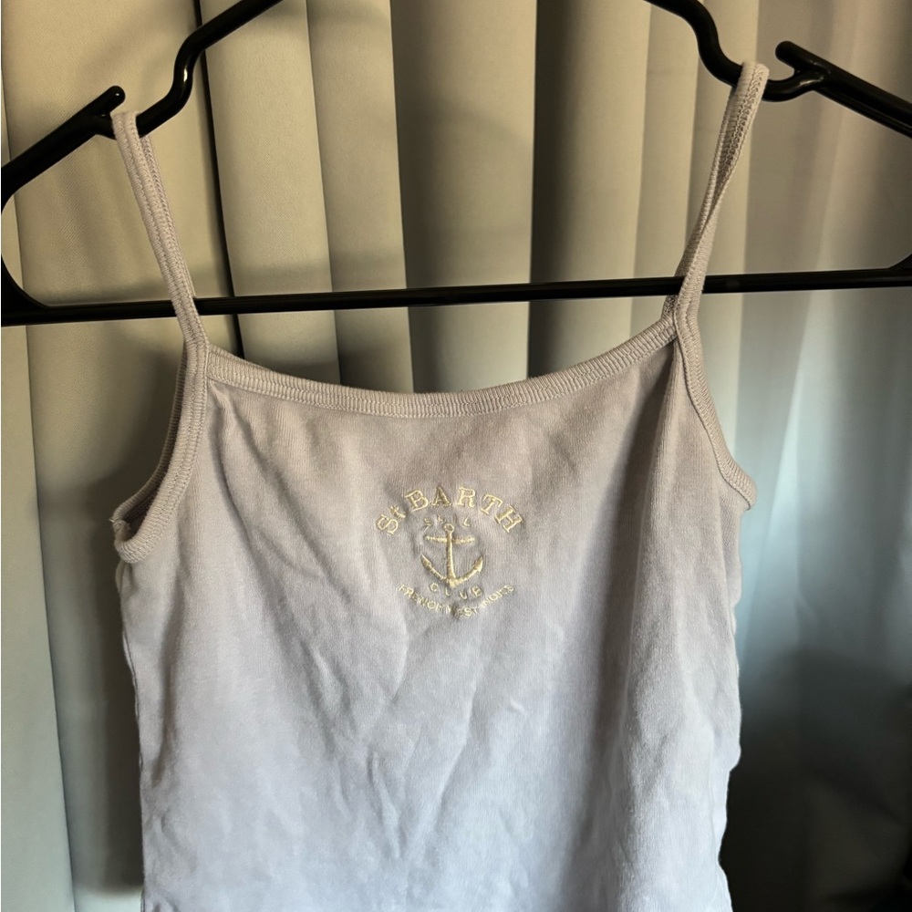 Brandy Melville Light Gray Camisole with Gold Embroidery
